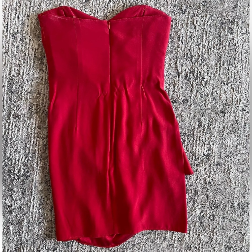 Parker Red Silk Strapless Dress Size XS - Picture 2 of 4